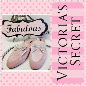 Victoria's Secret Pink Velvet Rhinestone Slippers